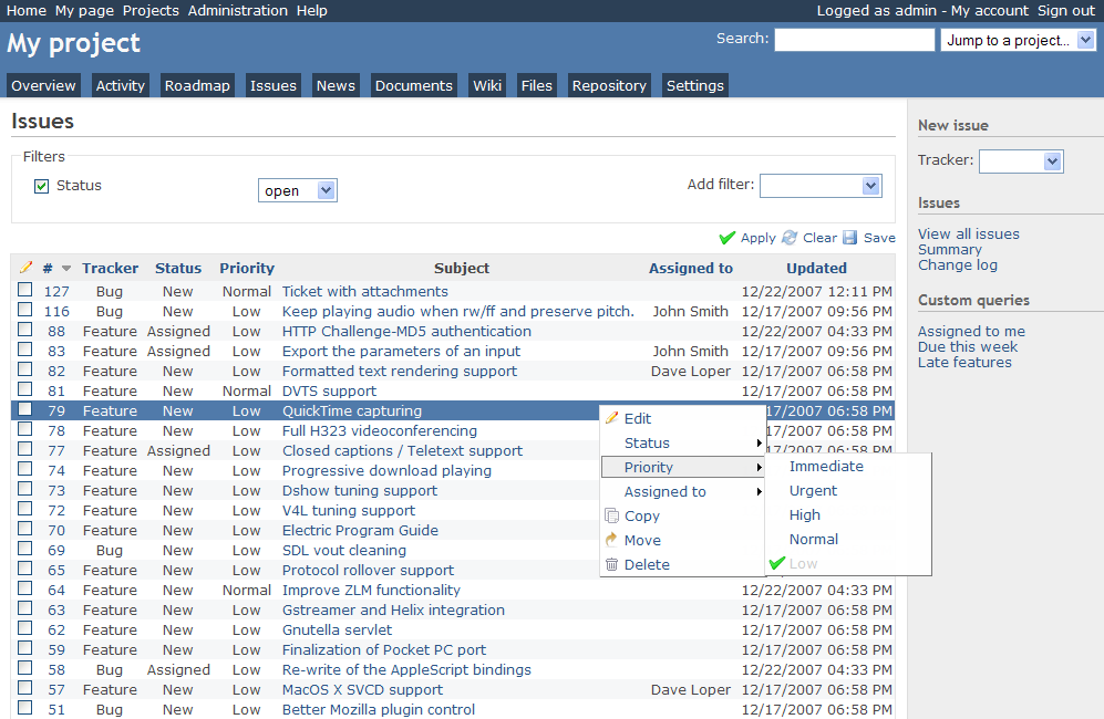 Features - Redmine